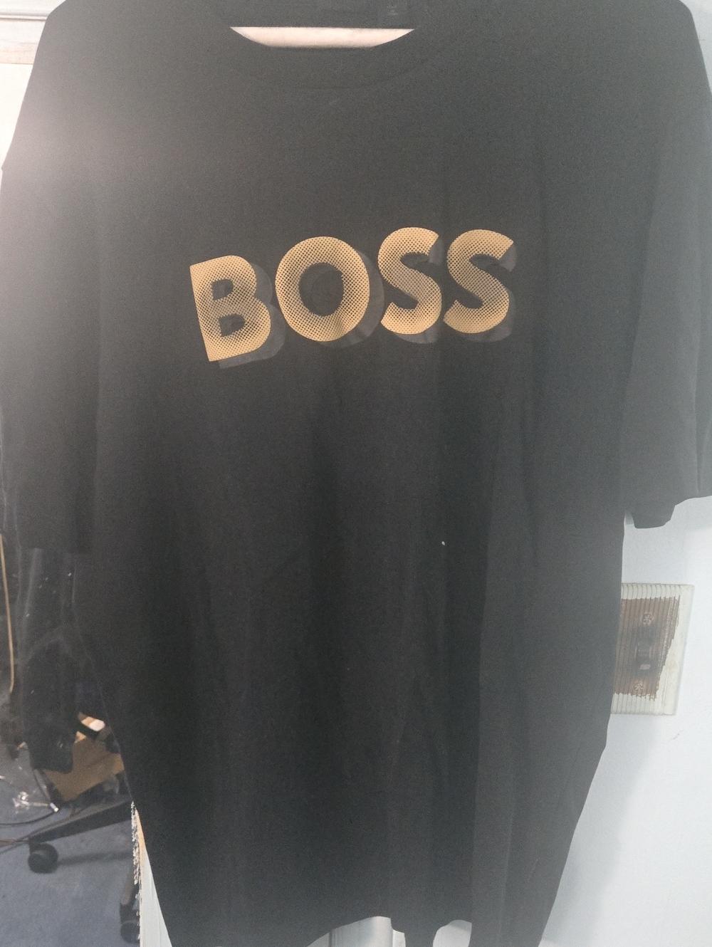Boss Black Short-Sleeve Tee with Gold Logo Print